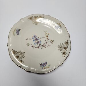 Vintage Bavaria Porcelain Bread Plate with Gold Trim and Wildflowers